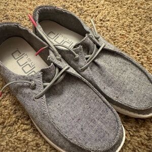 Hey Dude Women's Gray Flats with Pink Accents